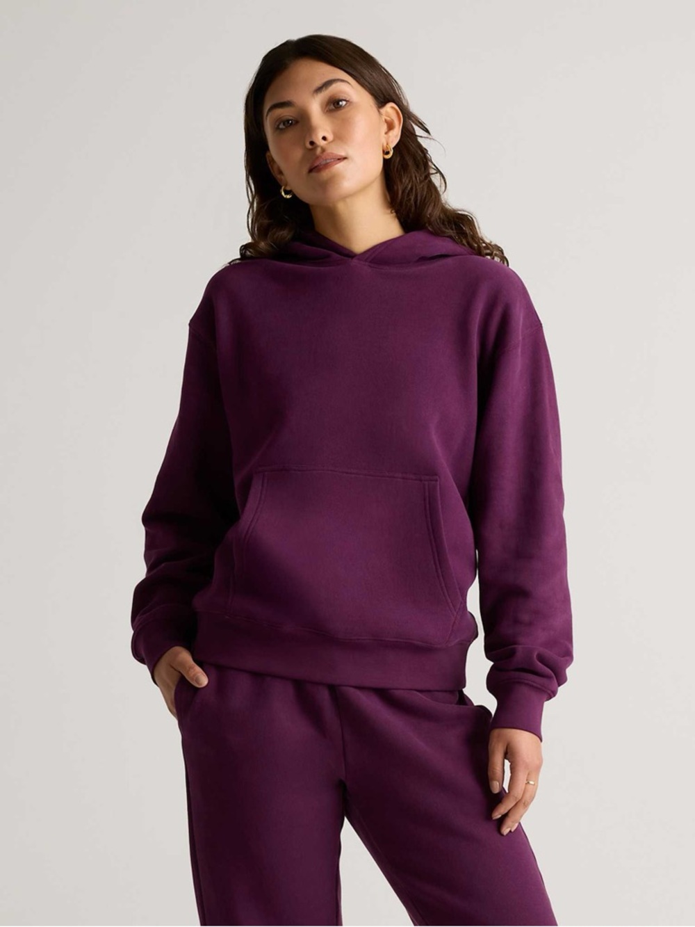 Quince Plum Heavyweight Hoodie Sweatshirt loungewear Fleece organic cotton M